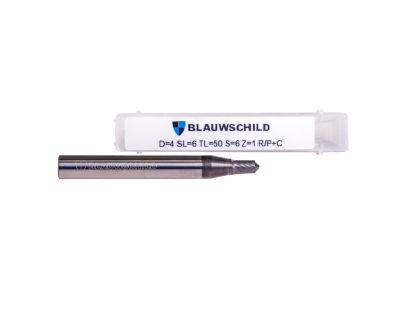 Blauwschild VHM Spiraalfrees 4mm,SL6, TL50,T 1R/P